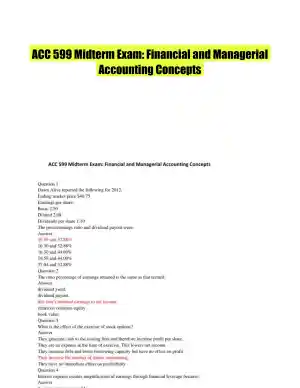ACC 599 Midterm Exam: Financial and Managerial Accounting Concepts