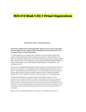 BUS 610 Week 5 DQ 2 Virtual Organizations