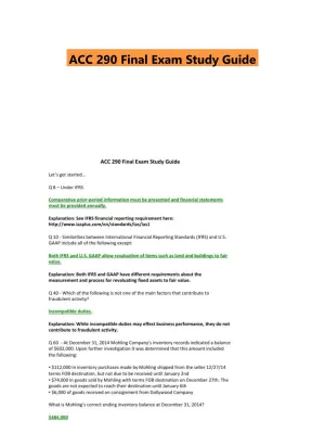ACC 290 Final Exam Study Guide
