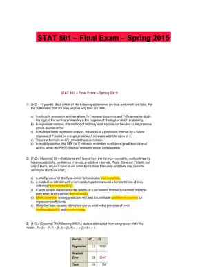 STAT 501 � Final Exam � Spring 2015