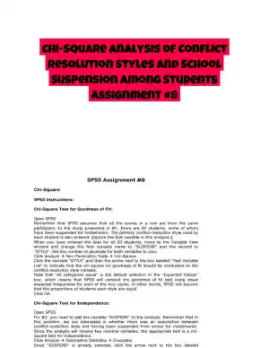 Chi-Square Analysis of Conflict Resolution Styles and School Suspension Among Students Assignment #8