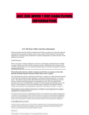ACC 206 Week 1 DQ1 Cash Flows Information