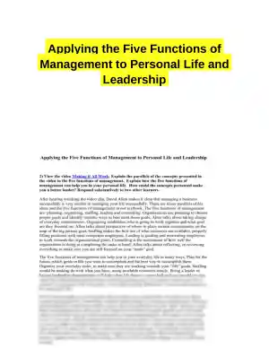 Applying the Five Functions of Management to Personal Life and Leadership