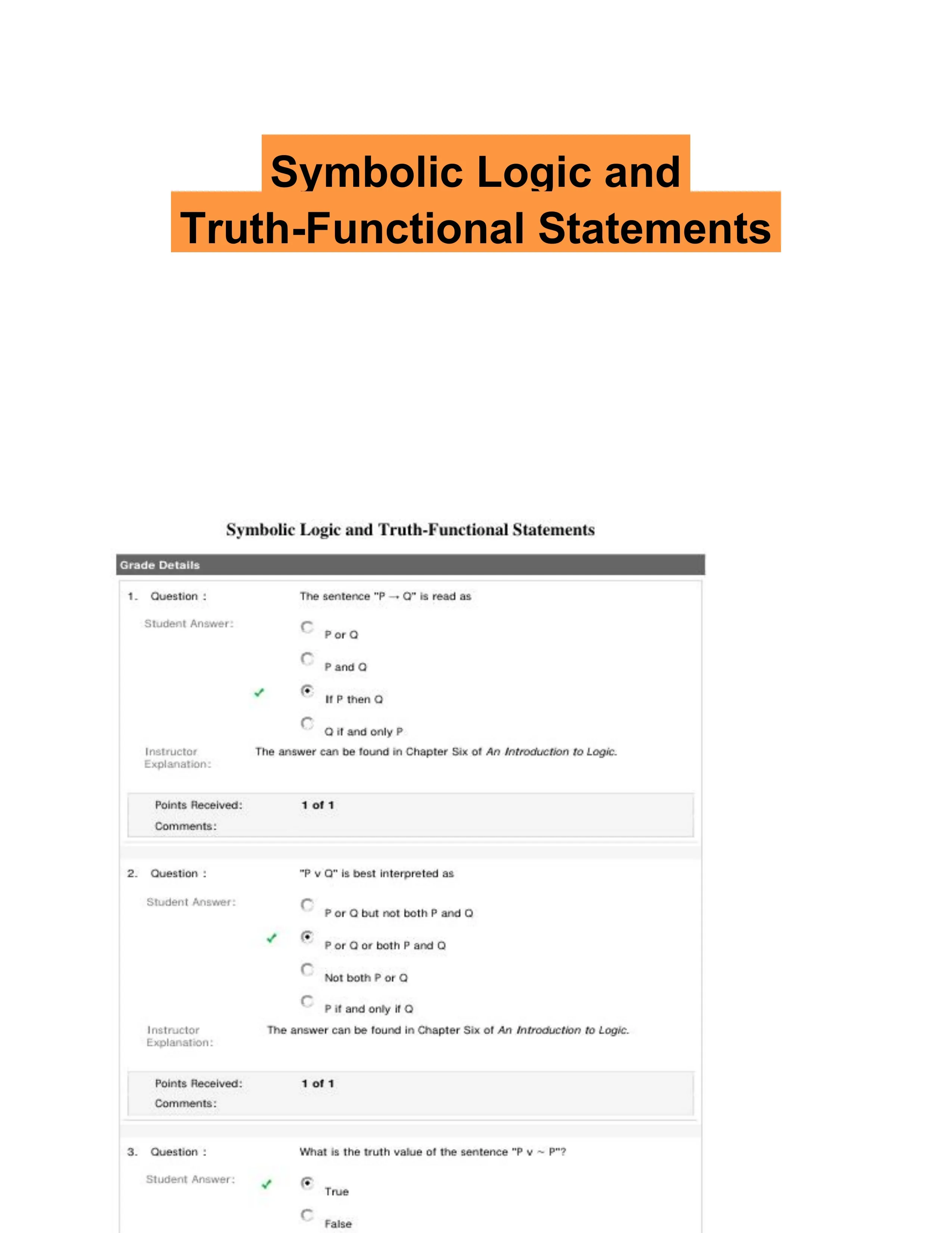 Symbolic Logic and Truth-Functional Statements
