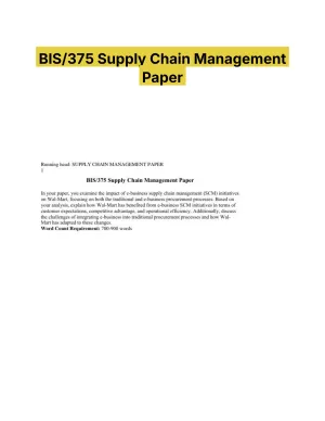 BIS/375 Supply Chain Management Paper