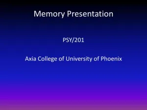 Memory Presentation - PSY/201 Axia College Of University Of Phoenix