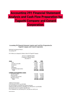 Accounting 291 Financial Statement Analysis and Cash Flow Preparation for Taguchi Company and Conard Corporation