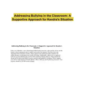 Addressing Bullying in the Classroom: A Supportive Approach for Kendra's Situation