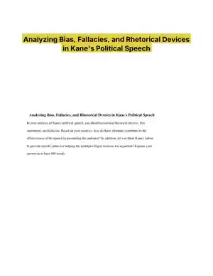 Analyzing Bias, Fallacies, and Rhetorical Devices in Kane's Political Speech