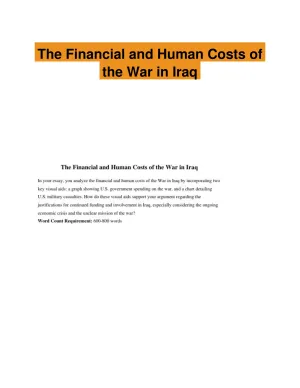 The Financial and Human Costs of the War in Iraq