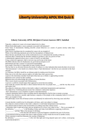 Liberty University APOL 104 Quiz 6
