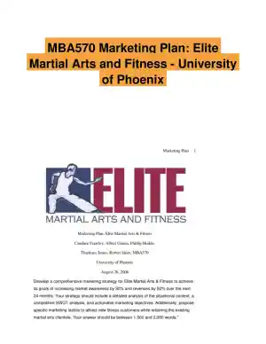 MBA570 Marketing Plan: Elite Martial Arts and Fitness - University of Phoenix