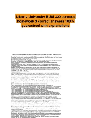 Liberty University BUSI 320 connect homework 3 correct answers 100% guaranteed with explanations