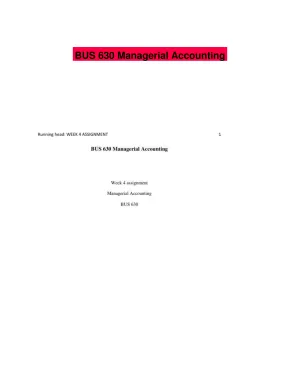 BUS 630 Managerial Accounting