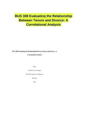 BUS 308 Evaluating the Relationship Between Tenure and Divorce: A Correlational Analysis
