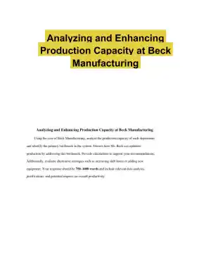 Analyzing and Enhancing Production Capacity at Beck Manufacturing