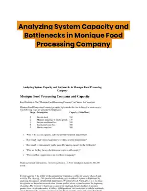 Analyzing System Capacity and Bottlenecks in Monique Food Processing Company
