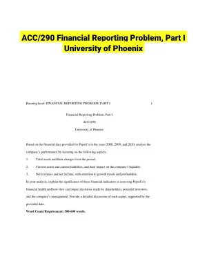 ACC/290 Financial Reporting Problem, Part I University of Phoenix
