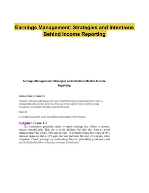 Earnings Management: Strategies and Intentions Behind Income Reporting