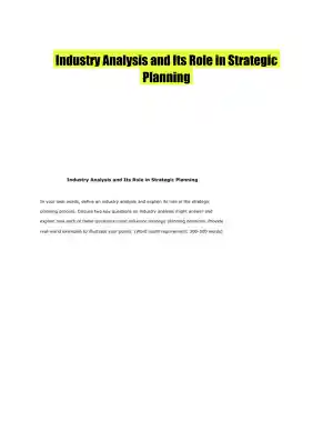 Industry Analysis and Its Role in Strategic Planning