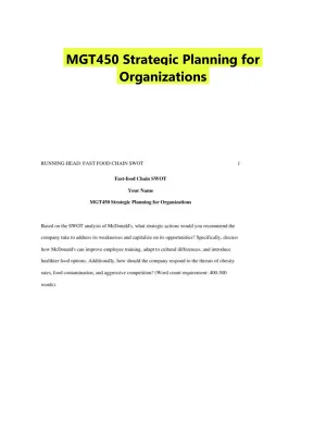 MGT450 Strategic Planning for Organizations