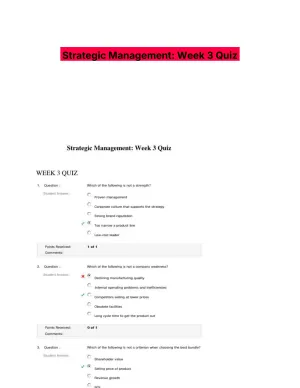 Strategic Management: Week 3 Quiz