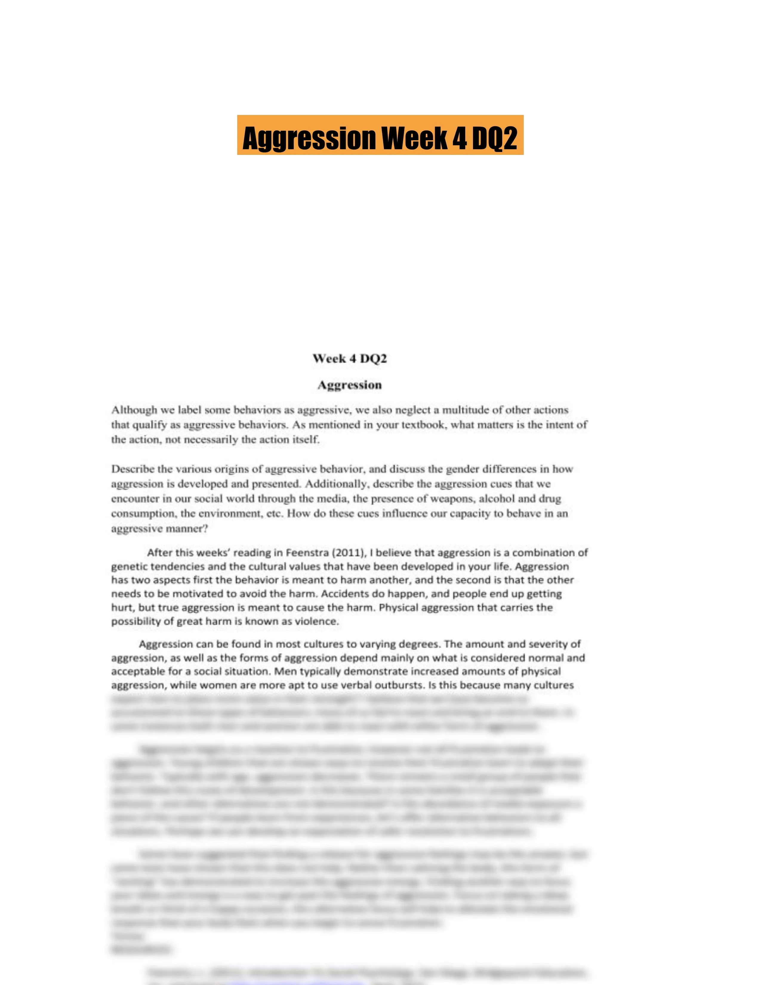 Aggression Week 4 DQ2