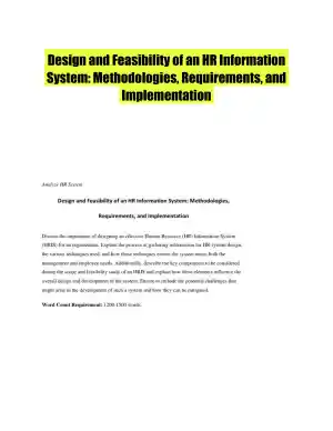 Design and Feasibility of an HR Information System: Methodologies, Requirements, and Implementation