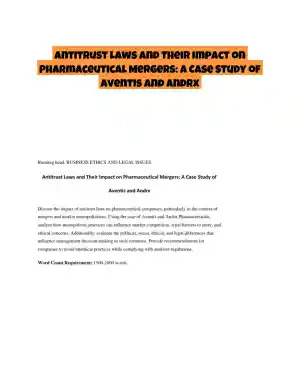 Antitrust Laws and Their Impact on Pharmaceutical Mergers: A Case Study of Aventis and Andrx