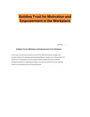 Building Trust for Motivation and Empowerment in the Workplace
