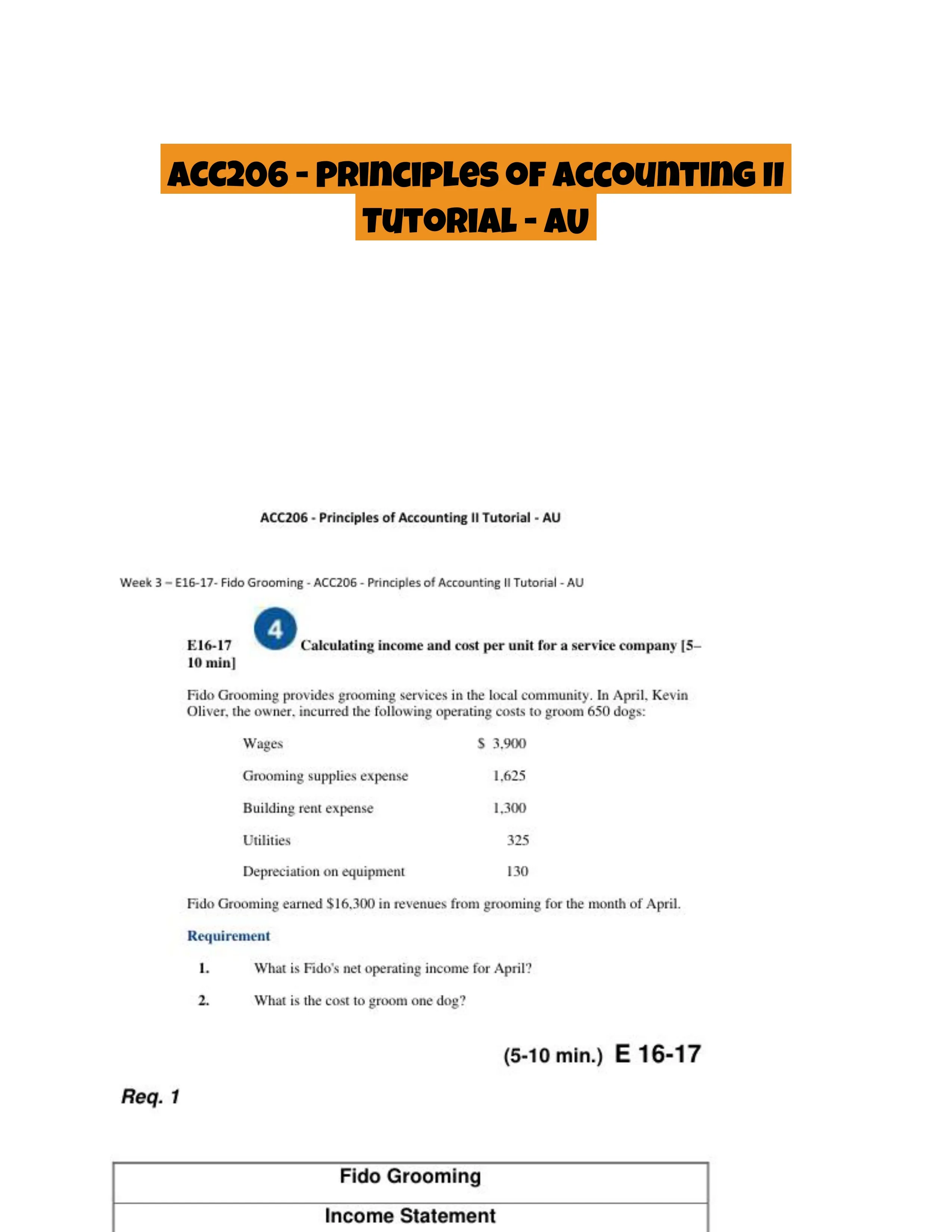 ACC206 - Principles of Accounting II Tutorial - AU