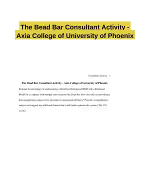The Bead Bar Consultant Activity - Axia College of University of Phoenix