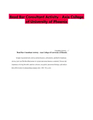 Bead Bar Consultant Activity - Axia College of University of Phoenix
