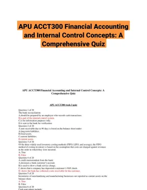 APU ACCT300 Financial Accounting and Internal Control Concepts: A Comprehensive Quiz