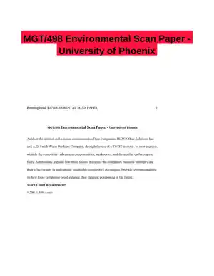 MGT/498 Environmental Scan Paper - University of Phoenix