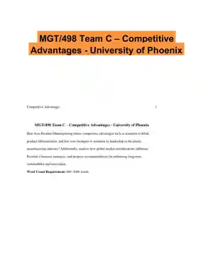 MGT/498 Team C � Competitive Advantages - University of Phoenix