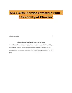 MGT/498 Riordan Strategic Plan - University of Phoenix