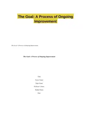 The Goal: A Process of Ongoing Improvement