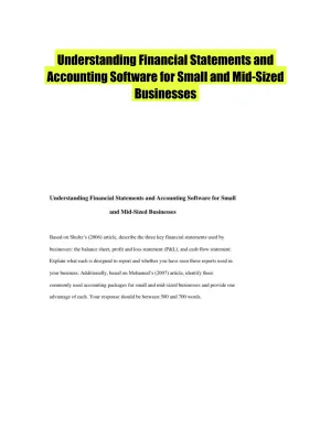 Understanding Financial Statements and Accounting Software for Small and Mid-Sized Businesses