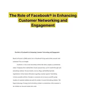The Role of Facebook� in Enhancing Customer Networking and Engagement