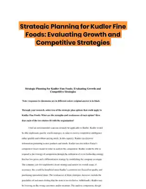 Strategic Planning for Kudler Fine Foods: Evaluating Growth and Competitive Strategies