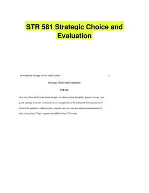 STR 581 Strategic Choice and Evaluation