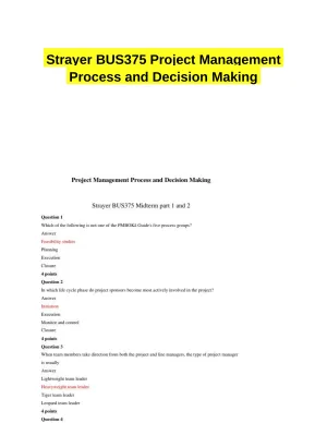 Strayer BUS375 Project Management Process and Decision Making