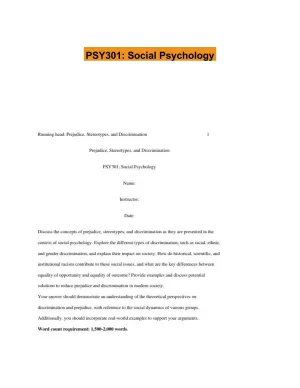 PSY301: Social Psychology