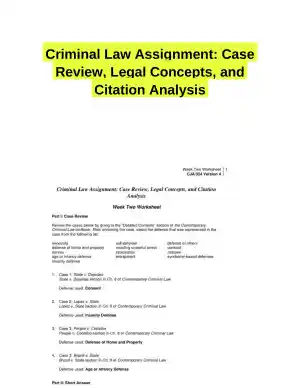 Criminal Law Assignment: Case Review, Legal Concepts, and Citation Analysis