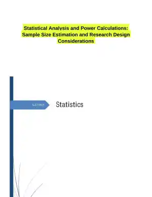 Statistical Analysis and Power Calculations: Sample Size Estimation and Research Design Considerations