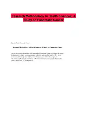 Research Methodology in Health Sciences: A Study on Pancreatic Cancer