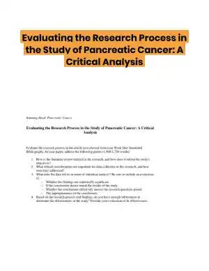 Evaluating the Research Process in the Study of Pancreatic Cancer: A Critical Analysis