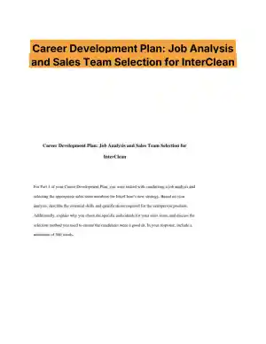 Career Development Plan: Job Analysis and Sales Team Selection for InterClean
