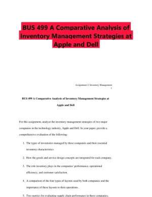 BUS 499 A Comparative Analysis of Inventory Management Strategies at Apple and Dell